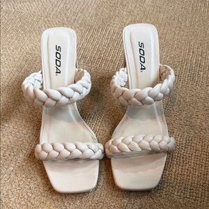 Soda Women's Cream Braided Sandals